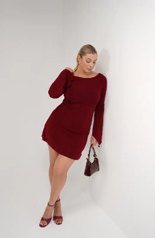 Mini dress with lace details-KENZIE MINI DRESS WINE