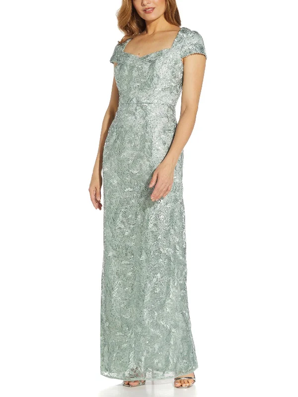 Maxi dress with iridescent finish-Womens Sequined Maxi Evening Dress