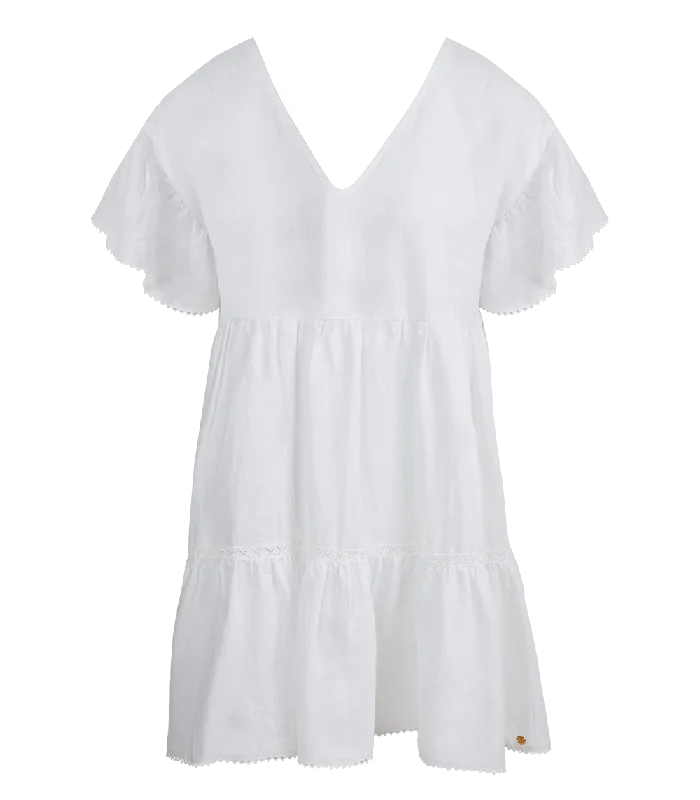 Mini dress with romantic style-Aliki Short Sleeve Mini Dress