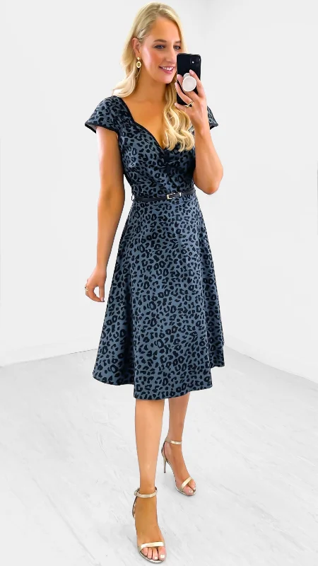 Cocktail dress with floral print-4-A1856 Kenna Vintage Print Dress