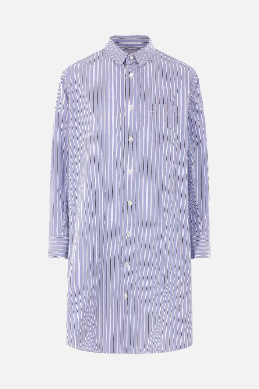 Mini dress with button front-striped poplin mini dress