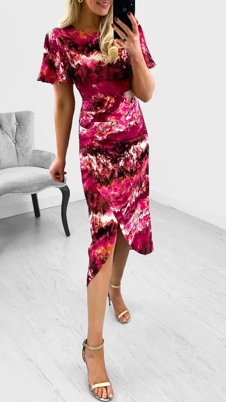 Cocktail dress with embellishments-4-A1913 Pink Marble Print Lucia Dress