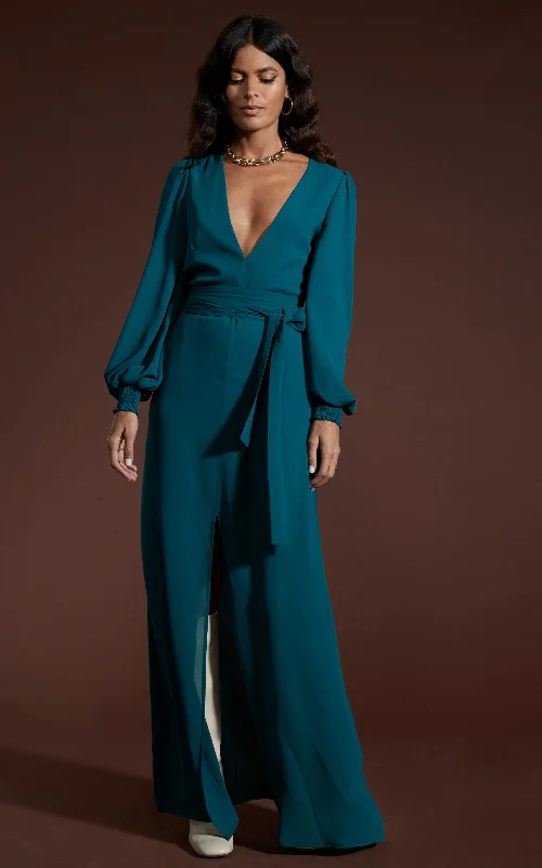 Maxi dress with V-neckline-Mariela Maxi Dress In Pine Green