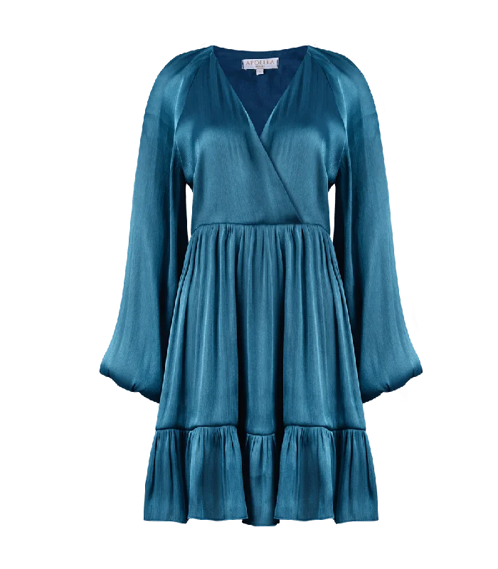 Mini dress with wrap style-Christina Long Sleeve Mini Tiered Dress