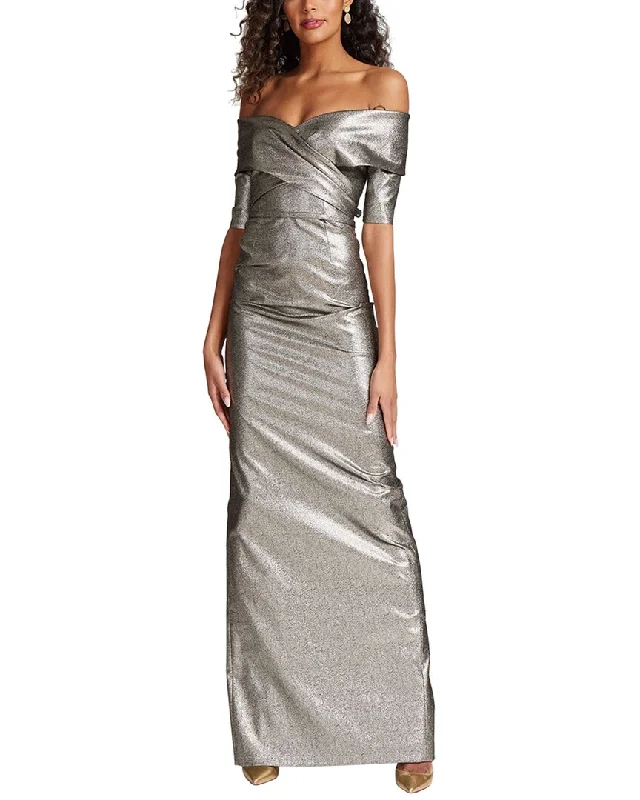 Maxi dress with bow accents-Teri Jon by Rickie Freeman Special Occasion Long Dress