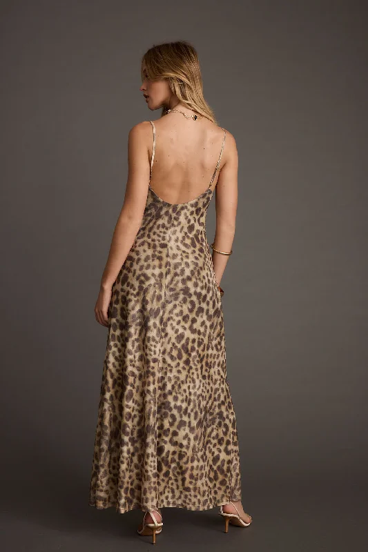 Casual maxi dress for work-Wild Thing Leopard Print Mesh Maxi Dress