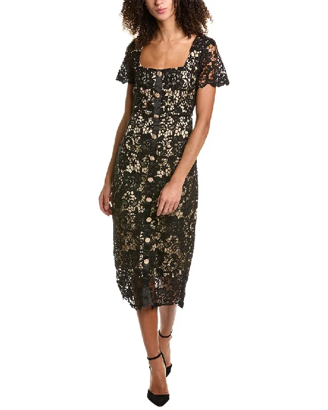 Midi dress with mesh insert-Rachel Parcell Lace Midi Dress