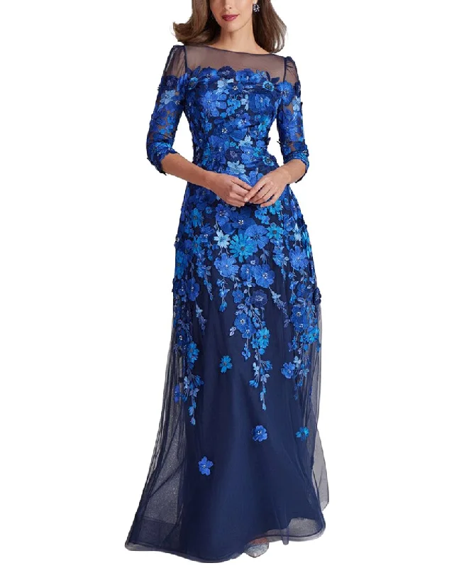 Maxi dress with bow accents-Teri Jon by Rickie Freeman Special Occasion Long Dress