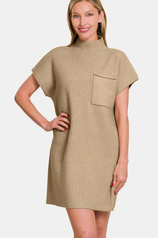 Mini dress with chic design-Zenana Short Sleeve Sweater Mini Dress