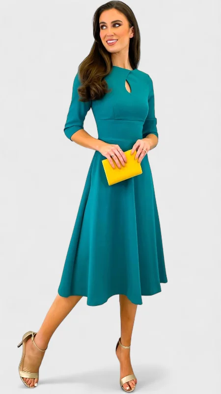 Champagne cocktail dress-A1814 Casares Green Swing Dress