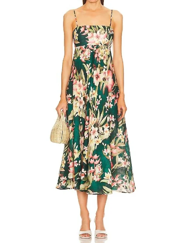 Midi dress with bow accents-Lexi Bandeau Midi Dress In Green Palm