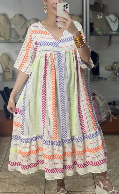 Maxi dress with utility style-Bright Colors OS Maxi Dress