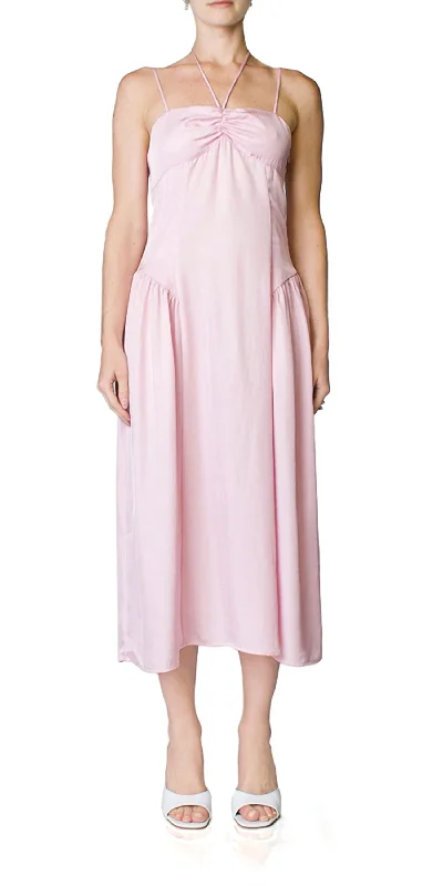 Midi dress with satin fabric-Aurora Midi Dress In Peony