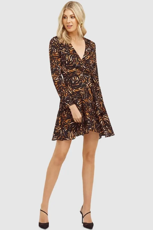 Mini dress with funky flair-Del Rio Wrap Mini Dress