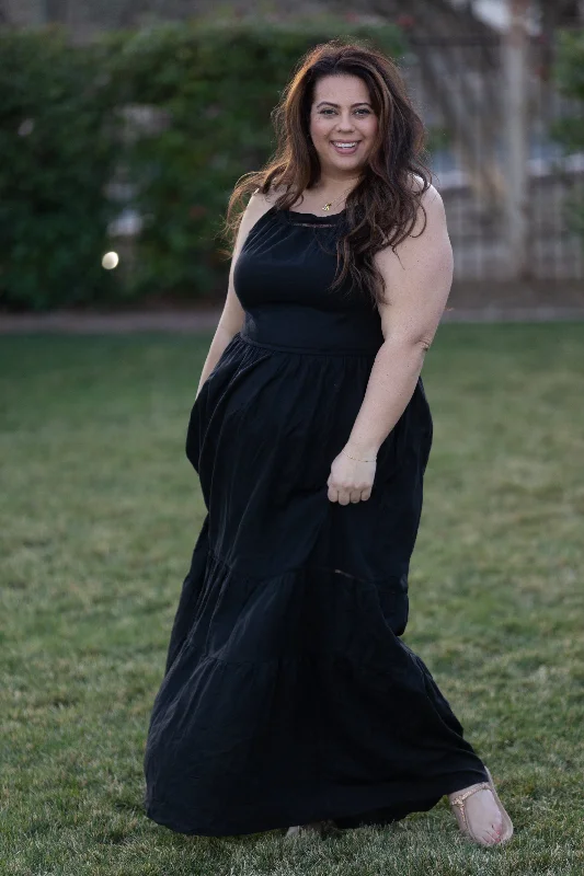 Maxi dress with one shoulder-You're Still The One - Black Maxi