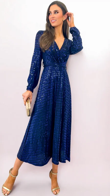 Cocktail dress with taffeta-A1973 Kylie Navy/Royal Sparkle Dress