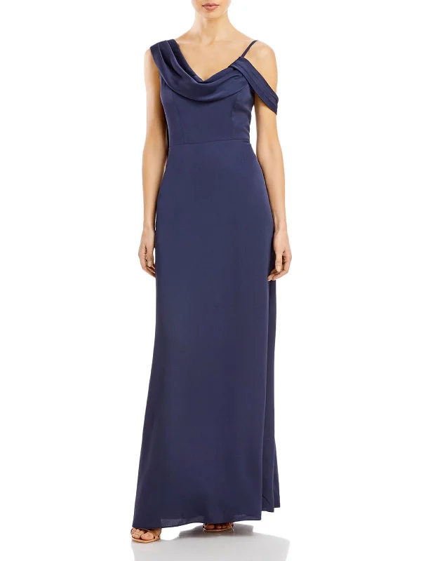 Maxi dress with bold colors-Womens One Shoulder Maxi Evening Dress