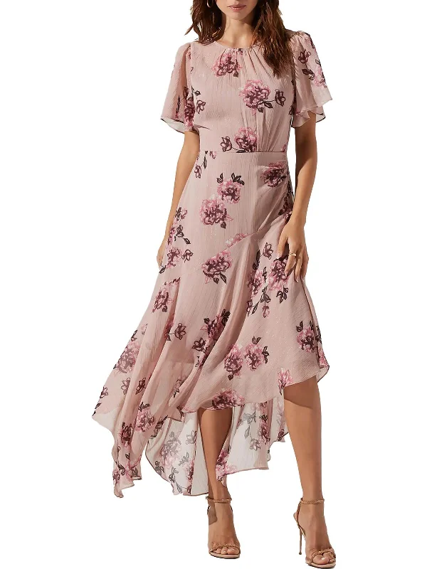 Maxi dress with quilted design-Womens Floral Long Maxi Dress