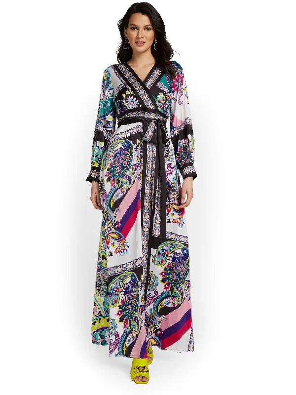 Maxi dress with classic stripes-Paisley Wrap Maxi Dress