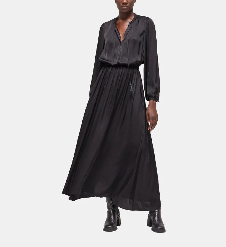 Maxi dress with utility style-Long Dress | Women | Black