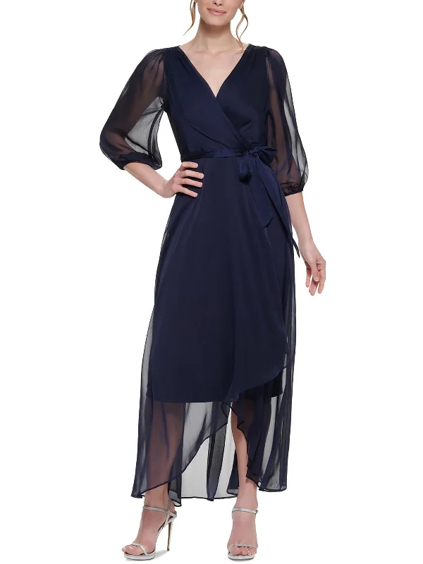 Maxi dress with one shoulder-Womens Illusion Long Wrap Dress