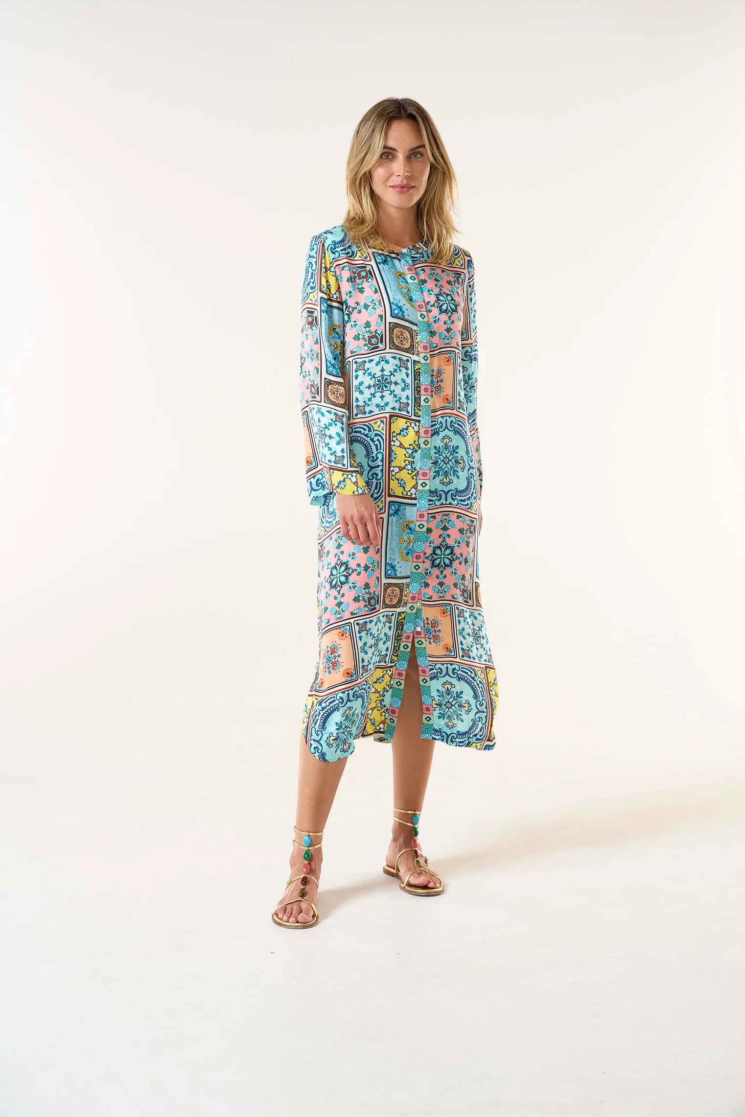 Maxi dress with puffball skirt-Sani Maxi Casablanca Multi