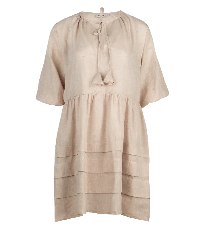 Mini dress with V-neckline-Cara Linen Mini Dress