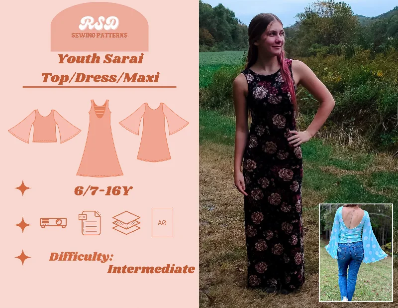 Maxi dress with artistic prints-Youth Sarai Top/Dress/Maxi PDF