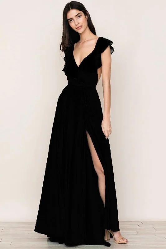 Maxi dress with open back-Full Bloom Maxi Dress in Black