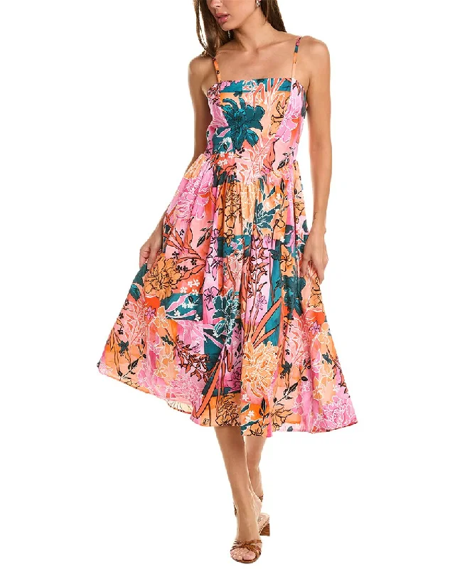 Midi dress with tropical print-Hutch Eddi Midi Dress