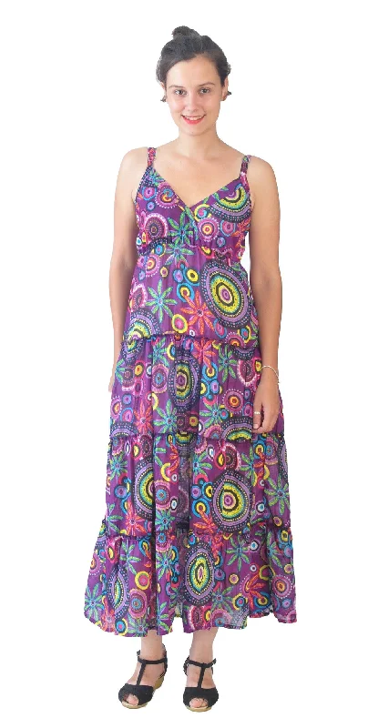 Maxi dress with tropical print-womens-sleeveless-strap-maxi-dress-with-multicolored-pattern-sdn005