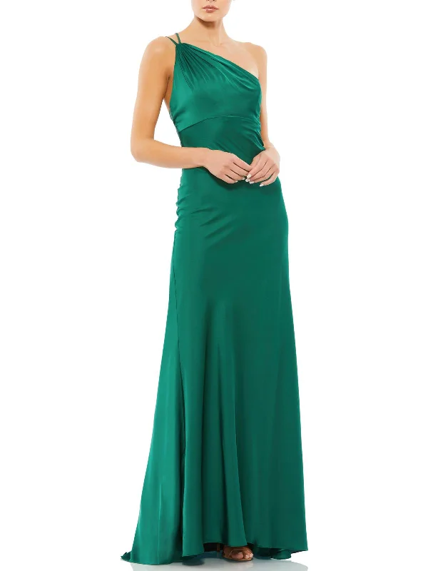 Maxi dress with open back-Womens One Shoulder Maxi Evening Dress