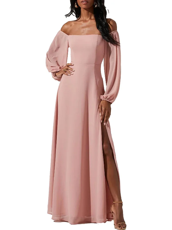 Maxi dress with elastic waistband-Lucinda Womens Bishop Sleeves Long Maxi Dress