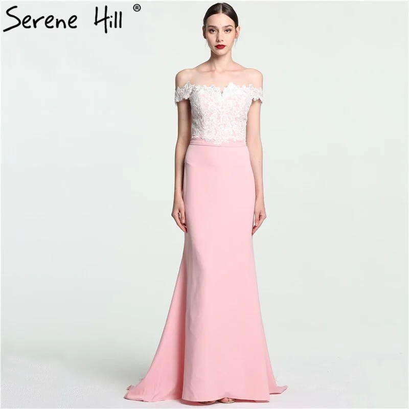 Vintage evening dress-On Sale no return no refundSale 2024 Off Shoulder Fashion Mermaid Evening Gowns Sleeveless Sexy Elegant Chiffon Evening Dress Serene Hill LA6115