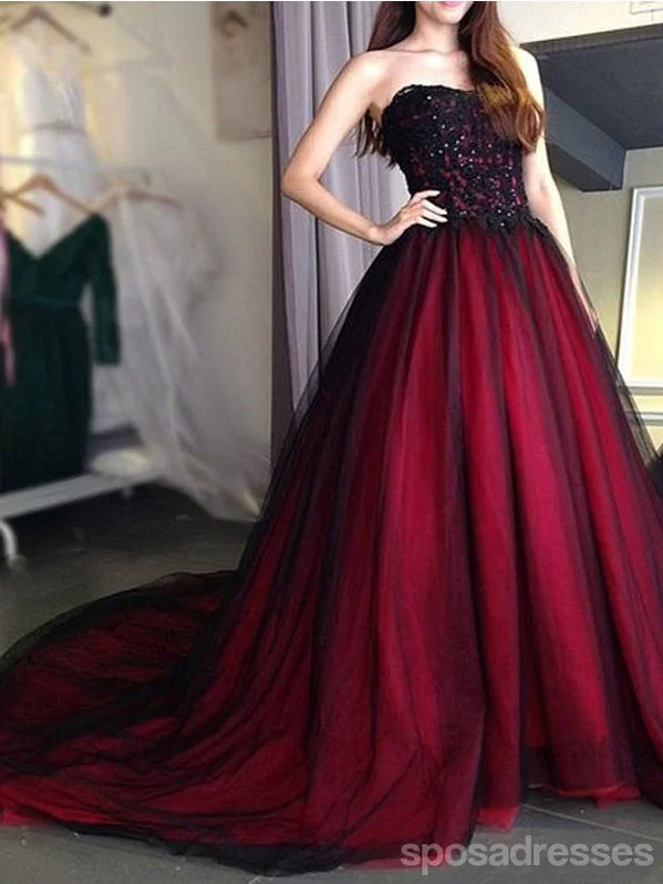 Off-white evening dress-Burgundy A-line Sweetheart Cheap Long Prom Dresses Online,12955