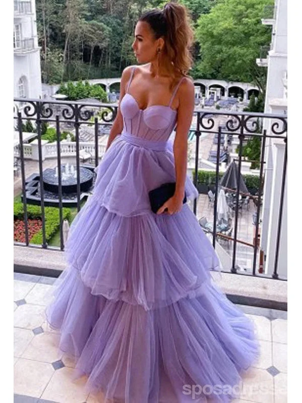 Evening dress with illusion neckline-Cute Purple A-line Spaghetti Straps Long Prom Dresses Online,13067