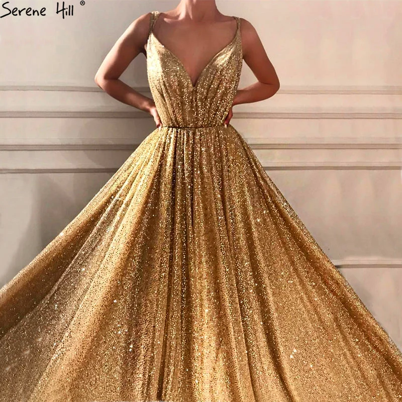 Evening dress with illusion neckline-On Sale no return no refundSale Dubai Deep-V Sleeveless Glitter Evening Dresses LA6561