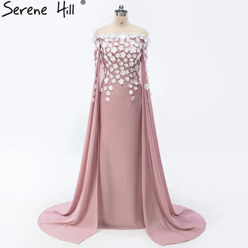 Halter neck evening dress-On Sale no return no refundSale Flower Formal elegant evening dresses long with cap HA2107