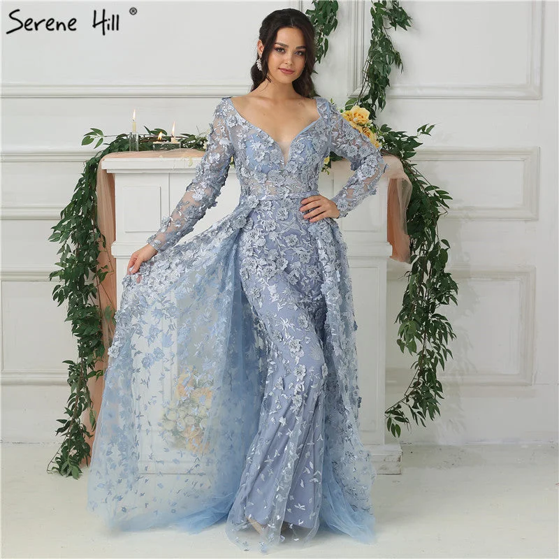 Evening dress with full skirt-On Sale no return no refundSale Long Sleeves Mermaid With Cap Evening Dresses LA6521