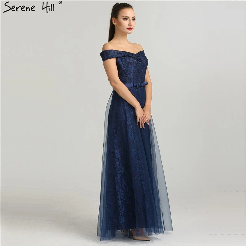 Evening dress with lace applique-On Sale No Return No Refund Shoulder Sexy Lace Beach Evening Gown Beading Fashion Women's Formal Evening Dresses 2024 Real Photo LA6450