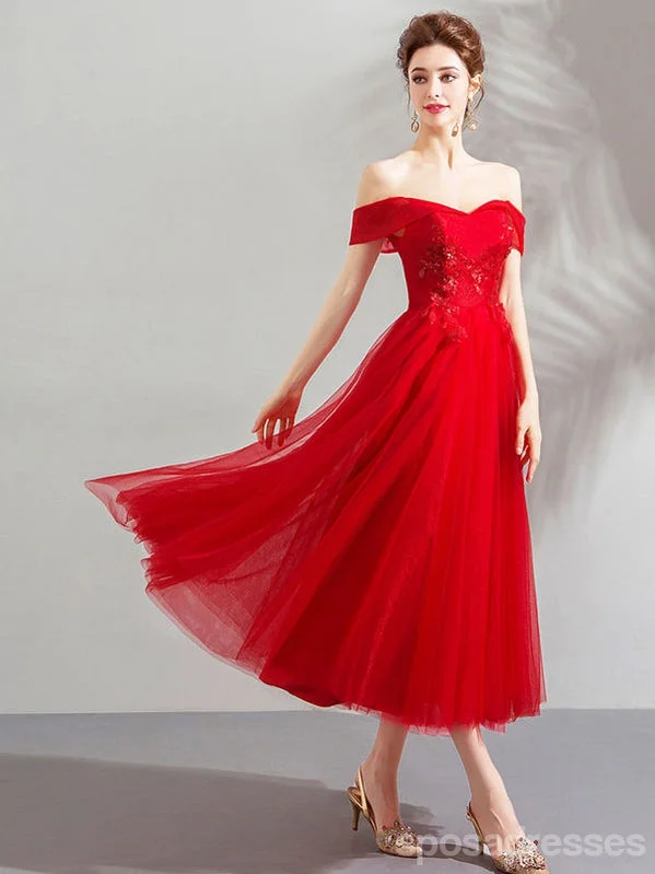 Silver evening dress-Red Off Shoulder Short Homecoming Dresses,Cheap Short Prom Dresses,CM910