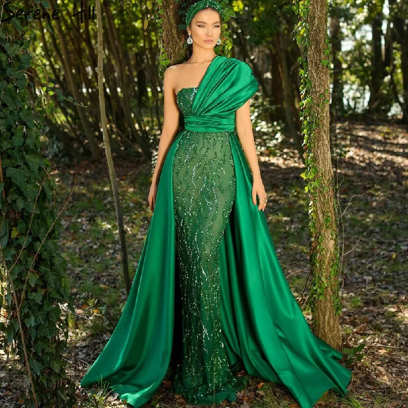 Ivory evening dress-Serene Hill Green Mermaid With Train Evening Dresses Gowns 2024 Luxury Beading Elegant For Women Party LA71108