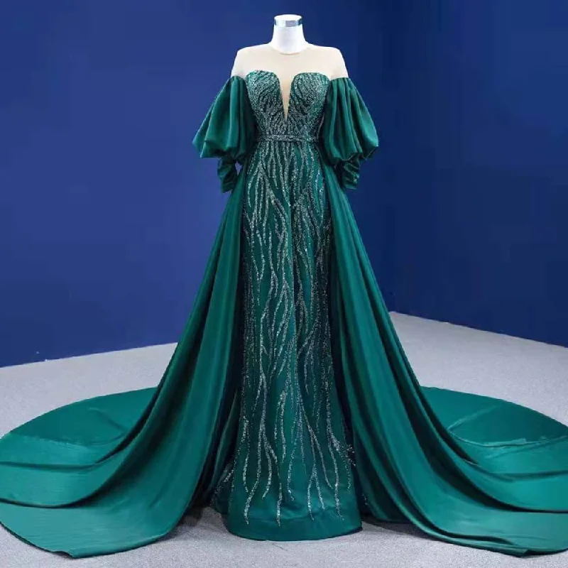 Two-piece evening dress-Serene Hill Green Overskirt Mermaid  Evening Dresses Gowns 2024 Elegant Luxury Beaded For Women Party HM67428