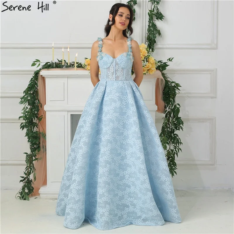 Evening dress with fitted bodice-On Sale No Return No Refund Sale Strapless Beach Lace Evening Dresses Sequined Diamond Evening Gowns LA6537