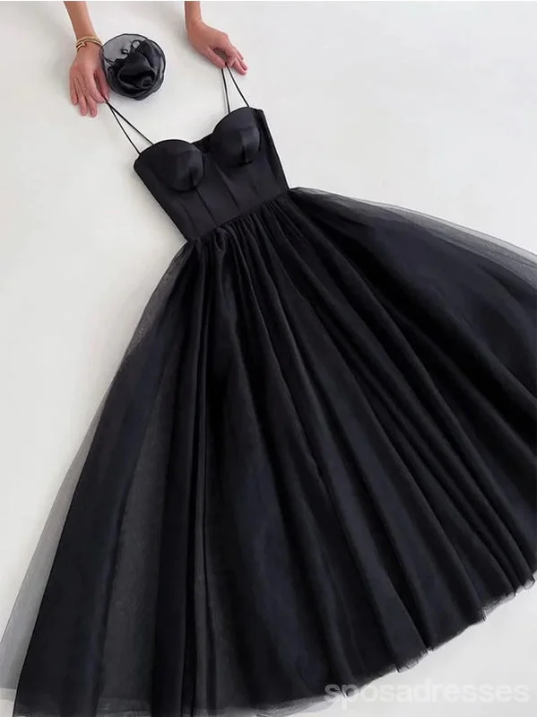 Silver evening dress-Black Spaghetti Straps Short Homecoming Dresses,Cheap Short Prom Dresses,CM883