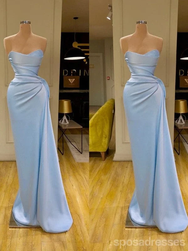 Evening dress with sheer sleeves-Blue Mermaid Sweetheart Cheap Long Prom Dresses,Evening Party Dresses,12896