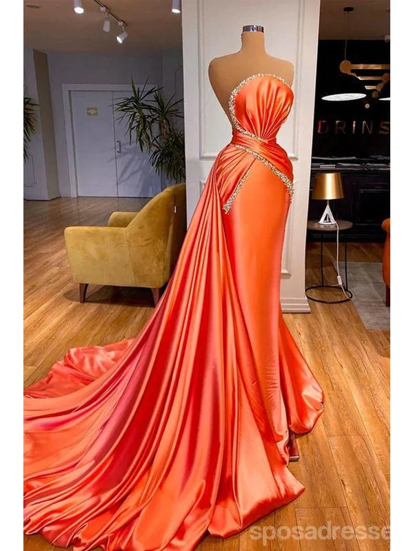 Evening dress with slit-Orange Mermaid Sweetheart Cheap Long Prom Dresses,Evening Party Dresses,12894