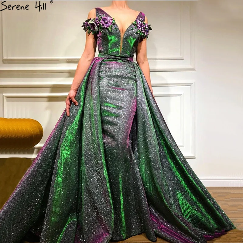 Evening dress for winter-Sexy Sleeveless Mermaid Glitter Gradient Evening Dresses LA6524